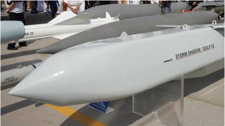 FILE PHOTO: Storm Shadow/SCALP-EG missile at an expo in Dubai, 2005.