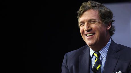 Former Fox News television personality Tucker Carlson speaks to guests at the Family Leadership Summit on July 14, 2023 in Des Moines, Iowa